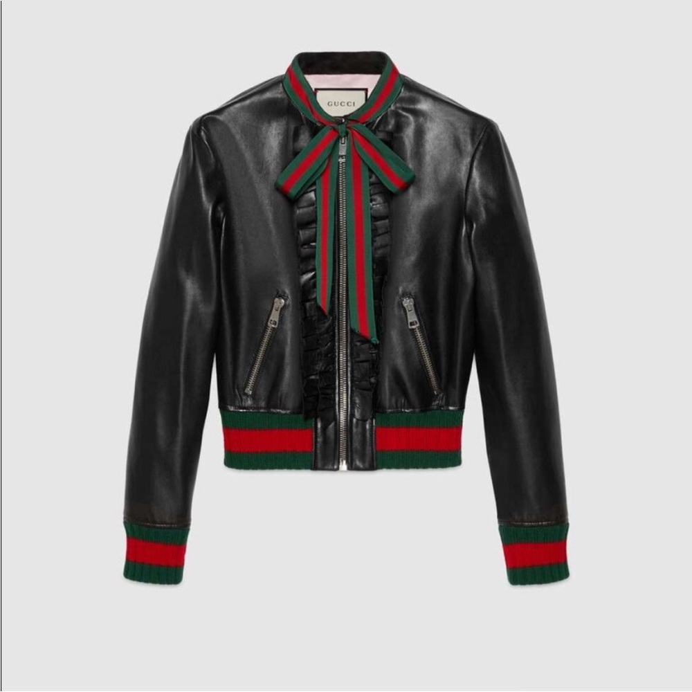 Authentic **** Gucci Bow Tie leather Jacket